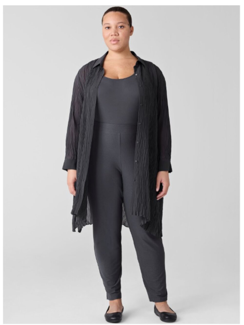 Eileen Fisher Washable Stretch Crepe Slim Ankle Pants Dark Gray Women's 2X